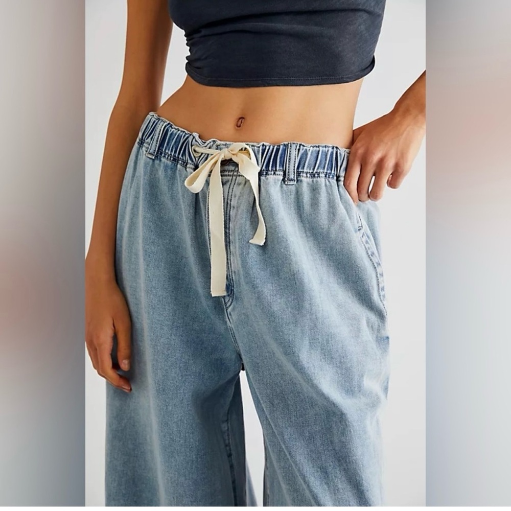 Free People Light Blue Wide Leg Jeans - Picture 3 of 6